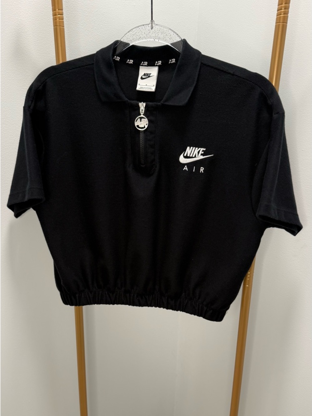 Nike Black Zip-Front Pullover with White Logo